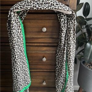 Banana Republic Leopard Print Scarf with Green Border